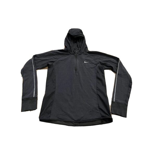 Nike Womens Black Dri Fit Sprint Hooded Half-Zip Running Pullover S 646658-010 - Picture 1 of 11